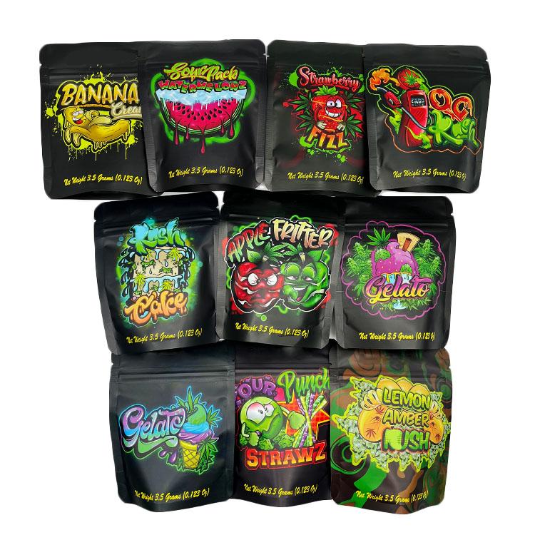 flower mylar bags 3.5g gelato kush cake zour punch strawz sourpack watermelonz stand up pouch zipper bag Wholesale-image-817578247