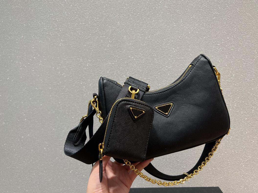 Sac de qualité supérieure 3 en 1 cuir sac à main à une épaule de mode en plein air pour femmes avec chaîne en or sac à biais atmosphérique de mod