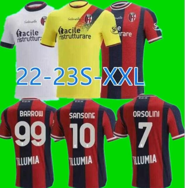 

22 23 Bologna FC 1909 Soccer Jerseys ARNAUTOVIC Orsolini Dominguez BARROW Sansone Tomiyasu home away 3rd 2022 2023 home white football shirt S-2XL 888