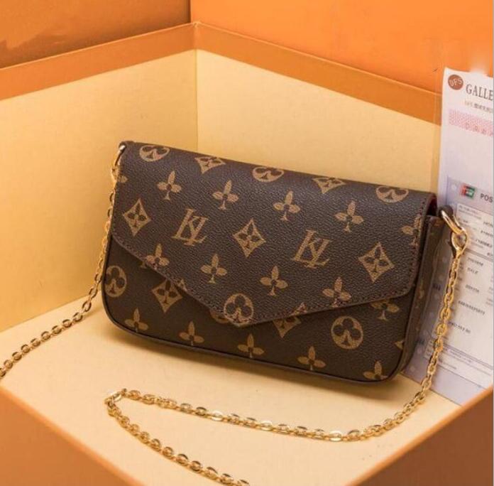 

3 Pcs set Favorite Genuine Leather bags Women Messenger Bags Handbags Designers Shoulder Lady louise Purse Crossbody viuton shopping bag, Pochette-brown checkered