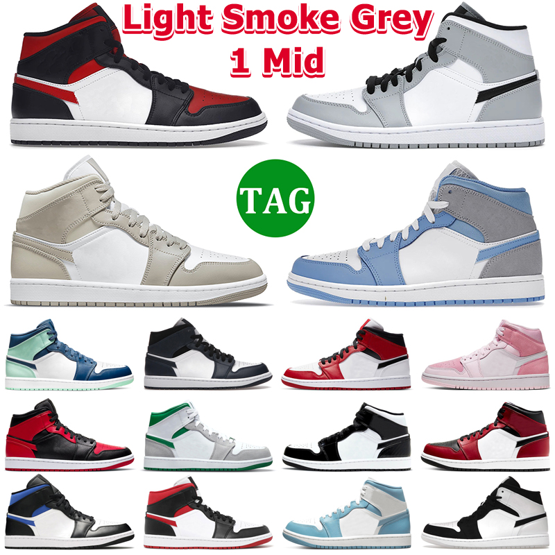 

Jumpman 1 Mid Basketball Shoes Men Women 1s Light Smoke Grey University Blue Linen Stealth Diamond Shorts Digital Pink Taxi Mens Trainers, 13