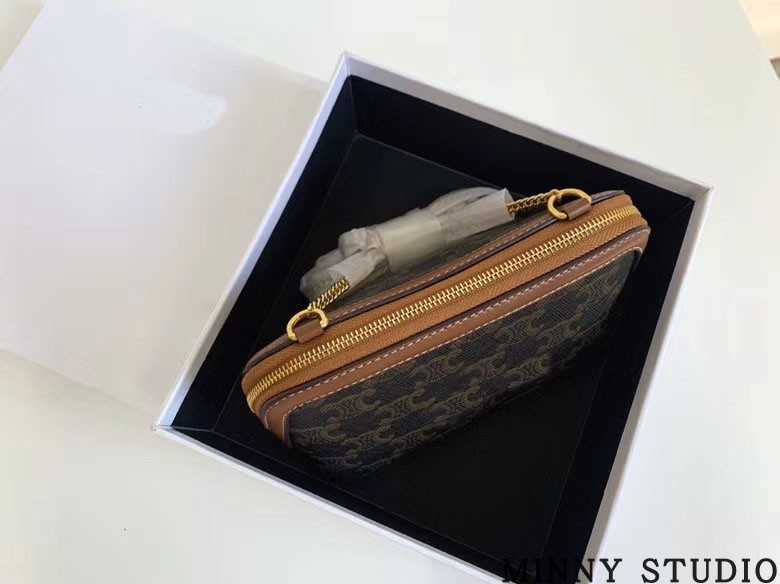 

Z34T High Quality Handbag Celinns Classic Original Luxury Designer Bag New High-grade Triumphal Arch Chain Women's Old Flower One Shoulder Mini Messenger, Old style