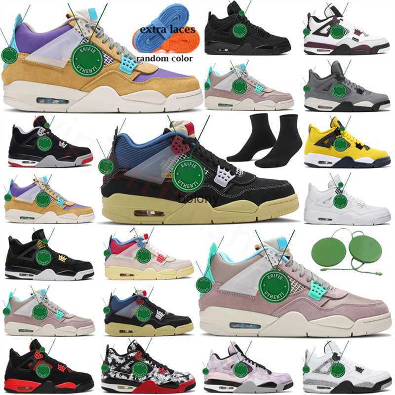 

With Air Jumpmans 4 Basketball Shoes Jordens 4s Midnight Navy Military Black Cats White x Oreo Retro Red Thunder Men Violet Ore, Color # 2