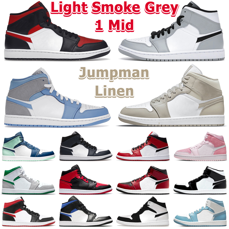 

Jumpman 1 Mid Basketball Shoes Men Women 1s Light Smoke Grey Linen Digital Pink Stealth Taxi Chicago Toe Brushstroke Shadow Mens Trainers Outdoor Sports Sneakers, 31