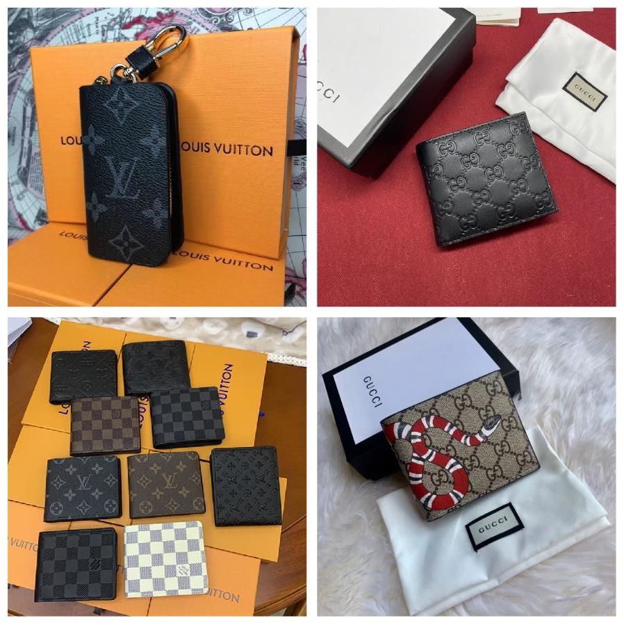 

5A Louis vuitton New lv Quality Designers Men genuine leather wallets flower card holder France Paris plaid style purse mens Clutch wallet gucci, A+