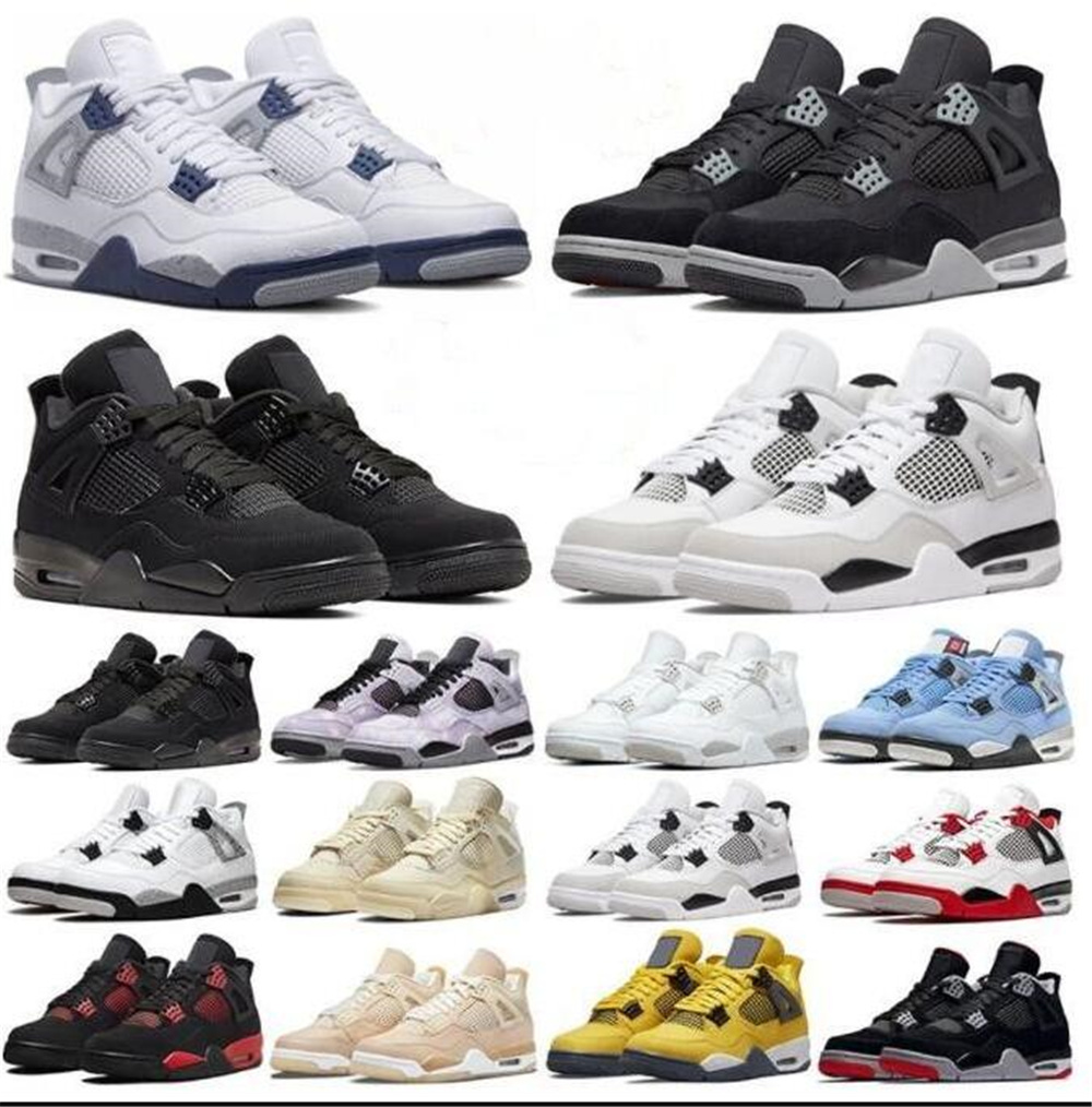 

2023 Mens women Outdoor shoes 4s jumpman University Blue Fire Red 4 Black Cat Bred White Cement Royalty Metallic Motorsports Noir men