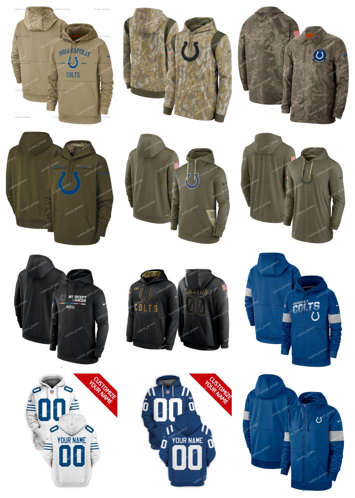 

Men Women Youth Indianapolis''Colts''Hoodie Olive 2022 Salute to Service Therma Performance Pullover Custom White Armygreen''NFL''Hoodie, 11