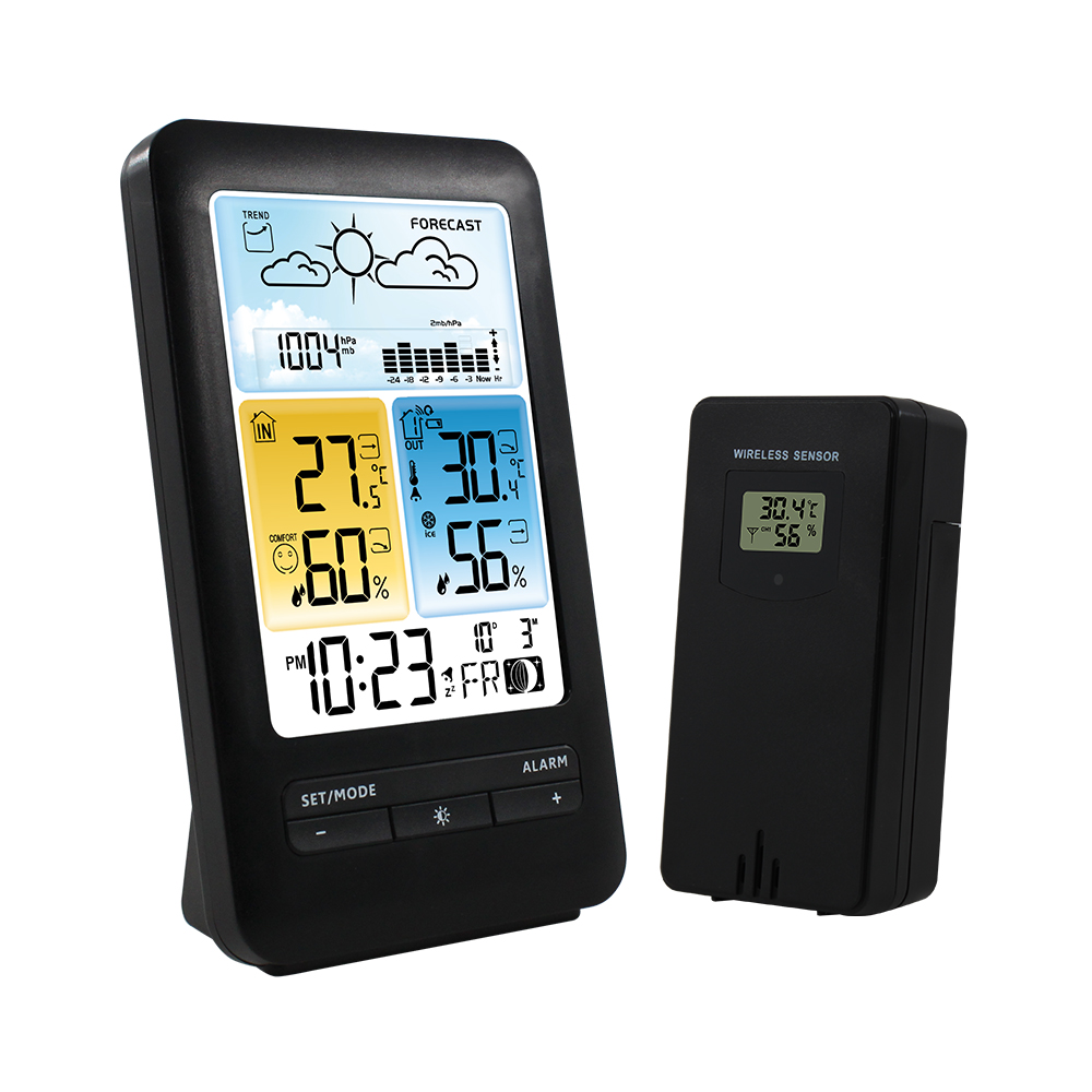 Wireless Weather Station Digital Alarm Clock Barometor Temperature Humidity Meter Barometric with Remote Sensor-image-817951702