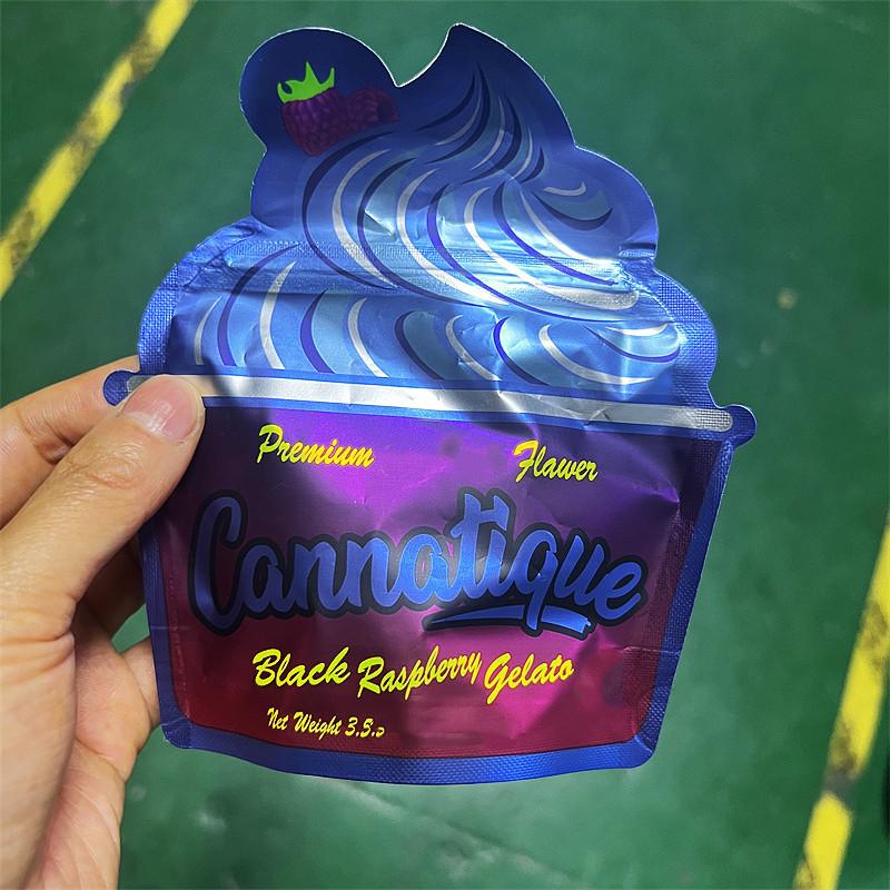 

Packaging bags Empty Unique Shaped 3.5g 7.0g Mylar zipper package EIGHTH Special Shape White Cherry Gelato Edibles die cut bags wholesale