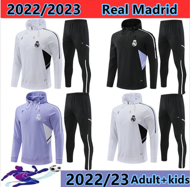 

2022 2023 Real Madrids BENZEMA MODRIC MBAPPE football jacket chandal 22/23 futbol survetement VINI JR. ALABA Hombres Ninos GAVI MORATA Soccer Sets, Black