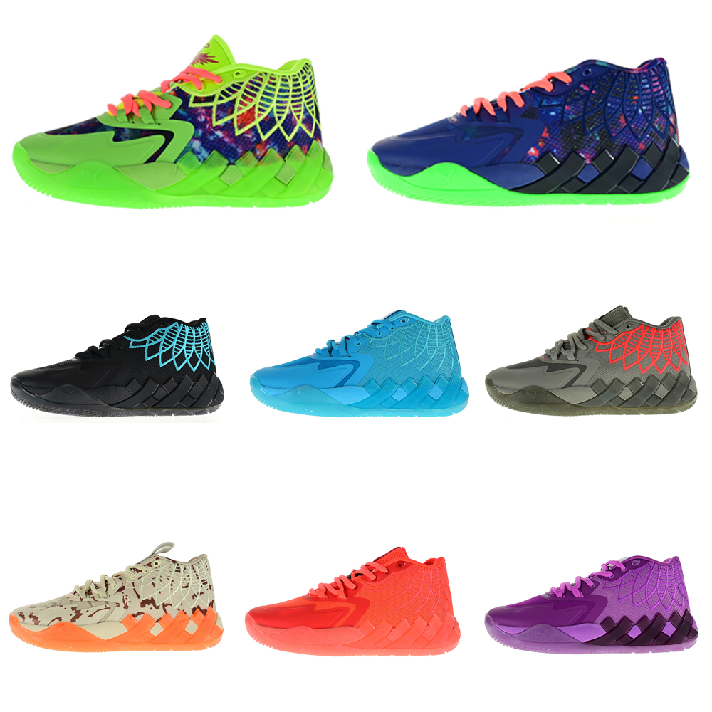 

Mens LaMelo Ball basketball Shoes MB.01 Rick and Morty Queen City Not From Here Grey Red Beige Khaki Sneakers Tennis, Buzz city