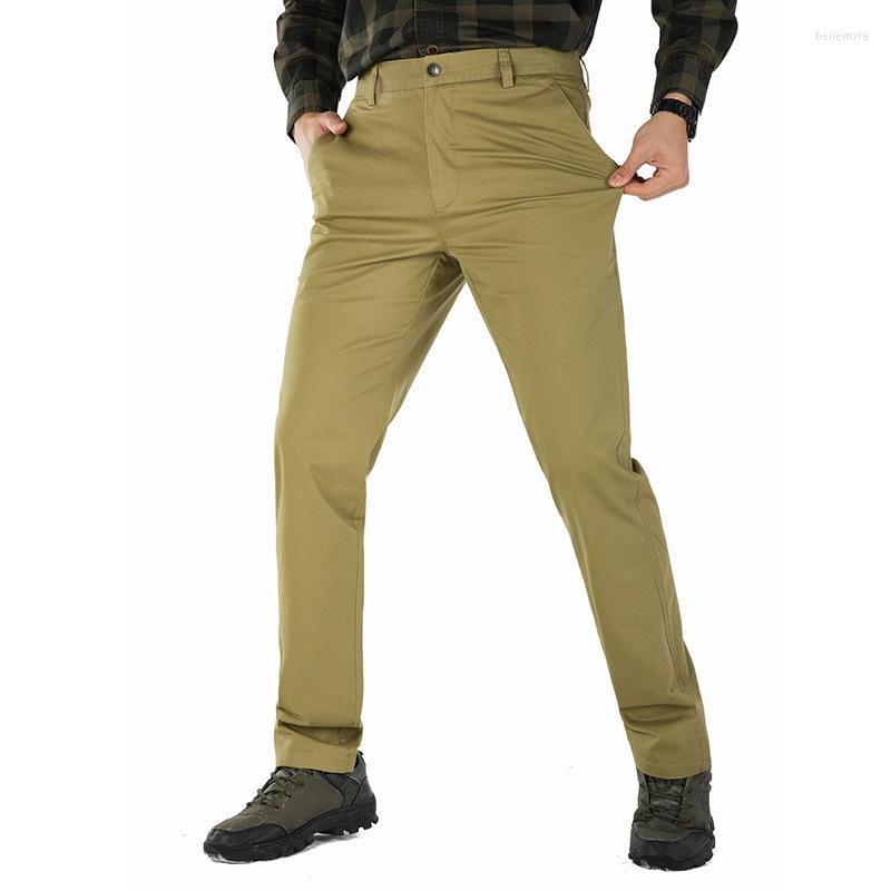 

Men's Pants Men's Casual Fitness Straight Cotton Cargo Long Trousers Plus Size 2022 Spring Elastic Khakis Navy Young Business Slacks, Army green