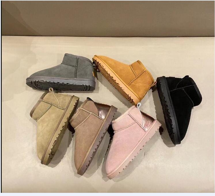 

Ultra Mini Australia Platform Boots Slippers Women Winter Warm Snow Low-top Boot Slip-on Fur Ankle Snow Booties Size 35-43 GUI, Pink