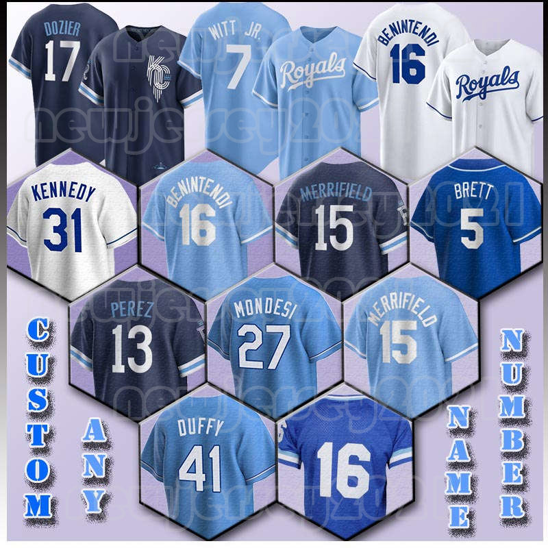 

16 Andrew Benintendi Baseball 7 Bobby Witt Jr. Jersey 15 Whit Merrifield Royals Hunter Dozier Salvador Perez Zack Greinke Carlos Santana George Brett Nicky Lopez, Women custom coolbase(h j)
