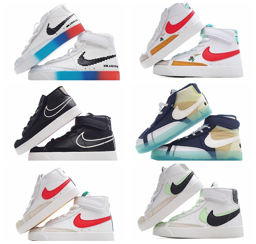 21Color Mag Top Kids Blazers Mid 77 Casual Chaussures enfants de marque Sport Baskets Baskets Vintage garçons filles Blanc Noir jogging fitness b
