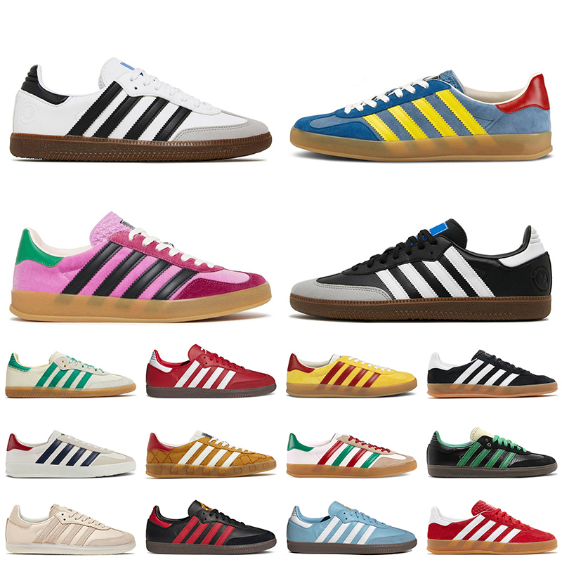 

Samba Gazelles Women Mens Designer Casual Shoes Monogram gazelle Vegan White Black Green Suede Light Blue Suede Pink Velvet With Socks Platform Trainers Sneakers, D21 wales bonner collegiate navy yellow