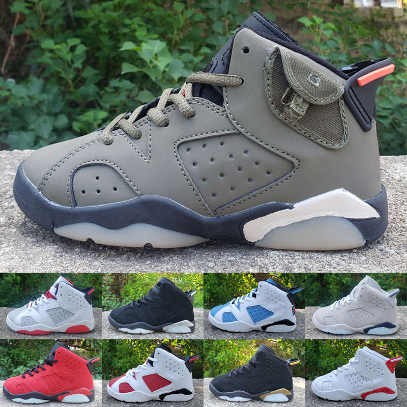 

Jumpman 6 6s Kids Basketball Shoes British Khaki Cactus Jack Hare Red Oreo Sport Blue Tinker UNC Washed Denim Boys Girls Retro Sneakers Fashion Trainers Size 28-35, As photo 7