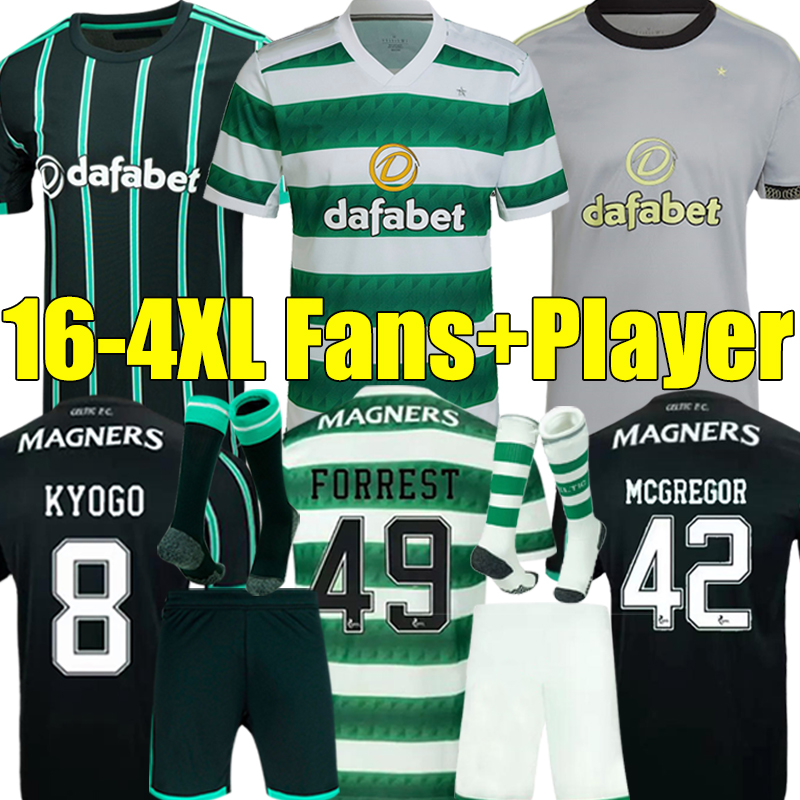 

4XL 22/23 Celtic Soccer Jersey FC KYOGO JOTA AJETI Giakoumakis Daizen Carter-Vickers 2022 2023 McGregor ABADA TURNBULL STARFELT Men Kids Kits sock sets Football Shirt, 22-23 away player
