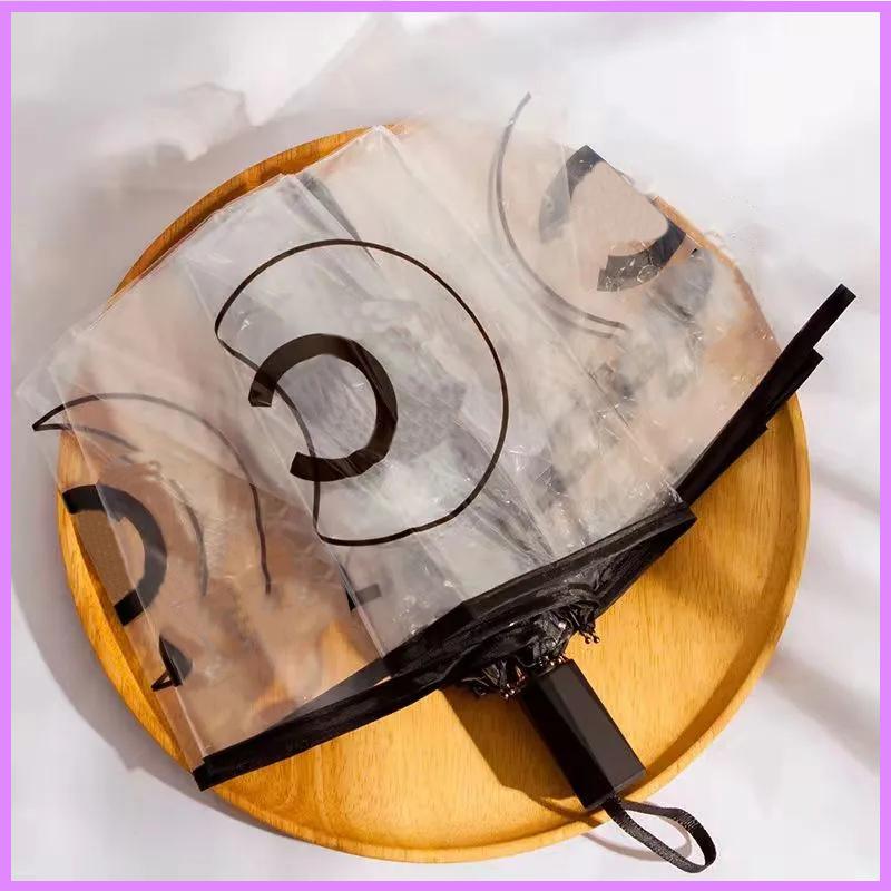 Simplicit￩ ￩l￩gante Designer de femmes transparentes transparent la lettre parapluie claire pliage enti￨rement automatique collection parapluie p