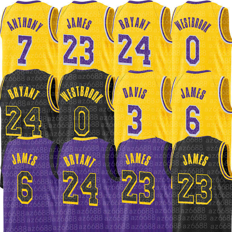 

LeBron James Basketball Jersey Los Angeles''Lakers''0 Russell 7 Carmelo Westbrook Anthony Mens 3 Davis