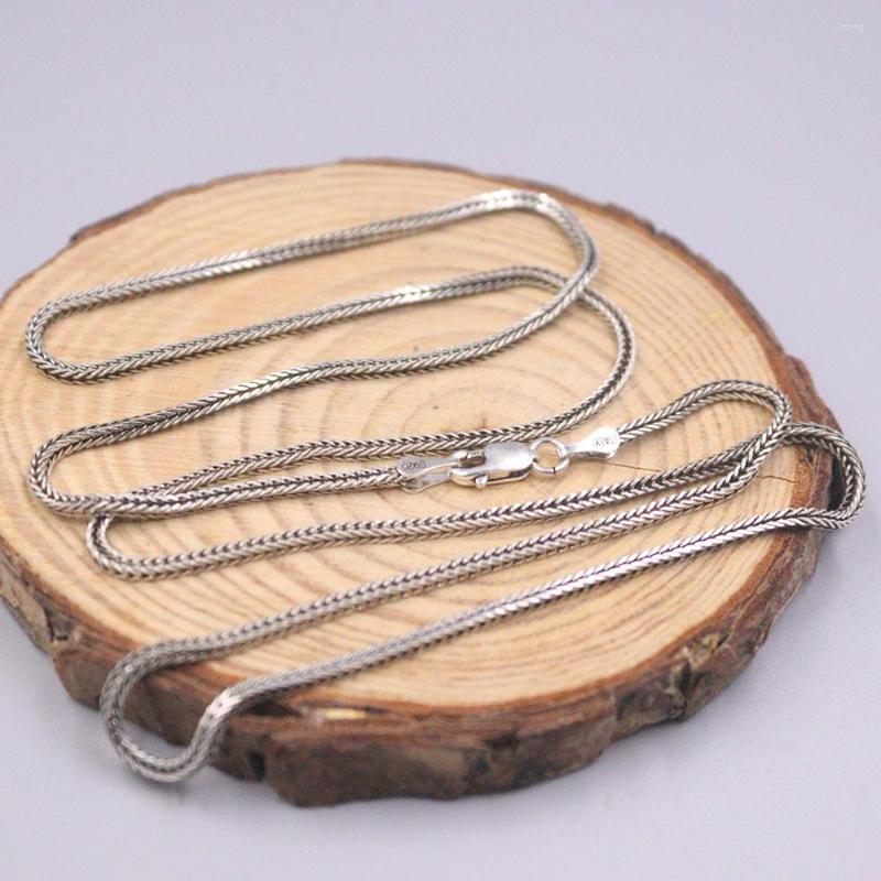 

Chains Real Silver 925 Necklace For Women Men Square Wheat Chain 1.8mmW Retro Jewelry Domineering Men's 55cmL