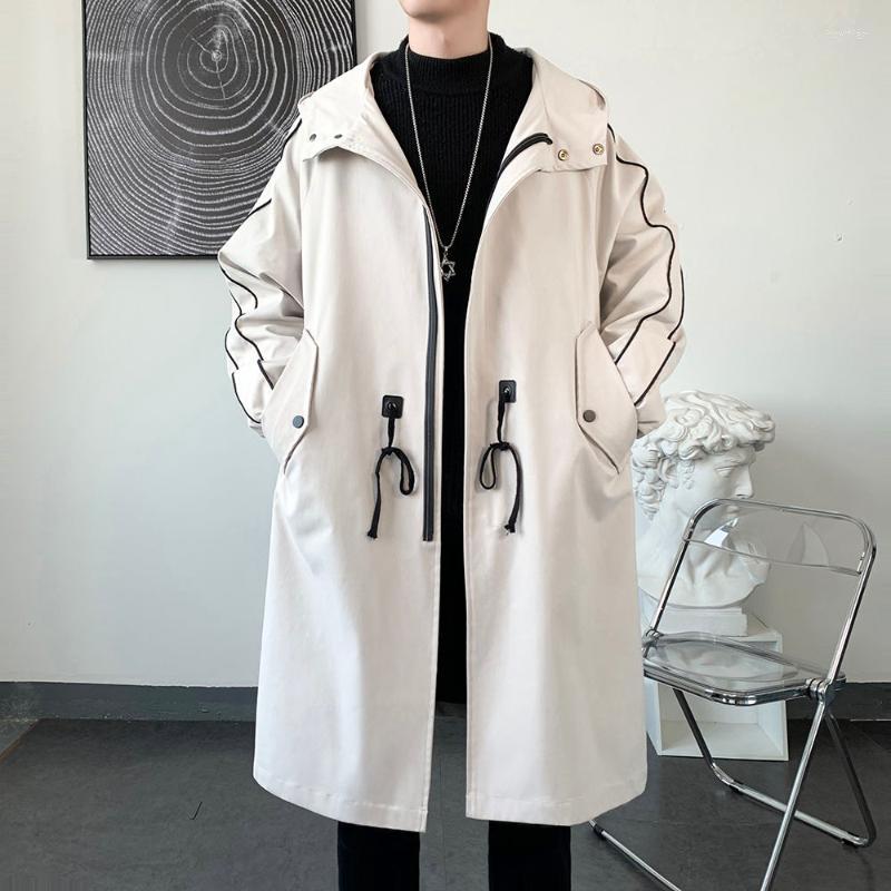 

Men's Trench Coats Men's Autumn Winter Men Hooded Jackets Windbreaker Warm Overcoat Male Casual Loose Outwear Streetwear K33Men's, White