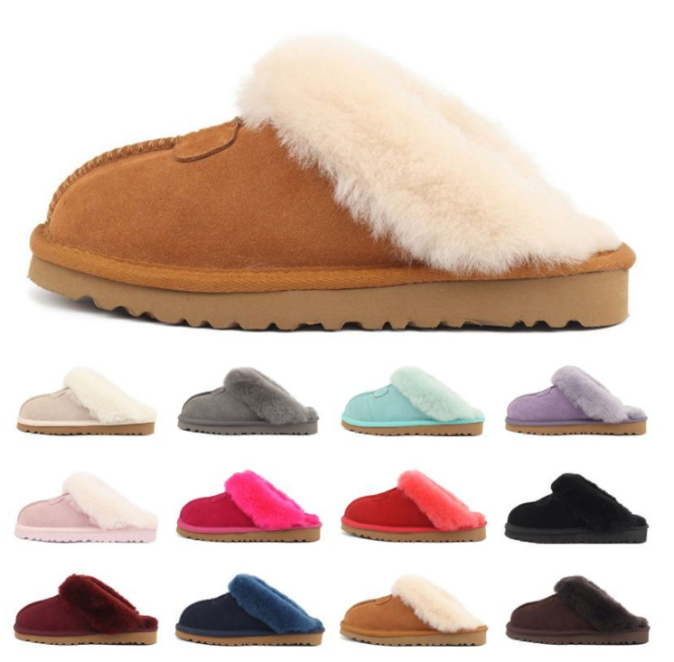 

Australia Warm Slippers Plush Fluffy Fur Leather Coquette Uggly Mule Slipper Sandals Famous Designer Women Chunky Flat Shoes Ladies Flip Flops Mules booties Shoe
