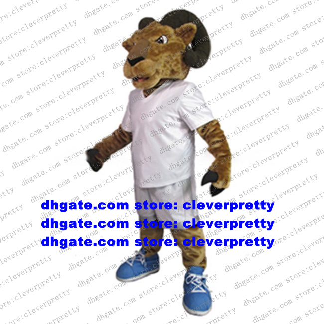 

Brown Bighorn Sheep Mascot Costume Ram Antelope Gazelle Goat Adult Cartoon Character Square Publicity Pedestrian Street zx1843, As in photos