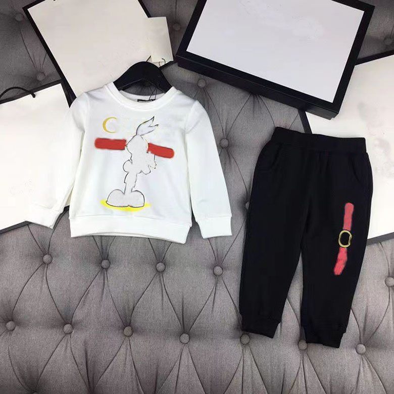 

Children Clothing Toddler Brand Sets Autumn Sports Suit Fashion Boys Girls Hooded Sweatshirts Pants Outfit Suit Kids Tracksuit For 2Pcs/Set AAAA, White/black