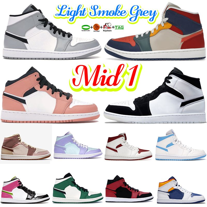 

Gai Light Smoke Grey Mid 1 Basketball Shoes 1s Se Coconut Milk Particle Grey Pine Green Linen Shadow Red Men Women Trainers Chicago Pink Qua, No.10- college grey