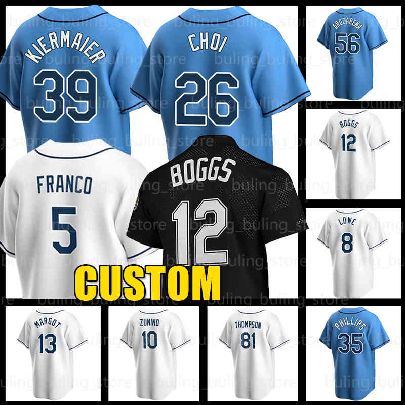 

Kevin Kiermaier Jersey Ji man Choi Rays Randy Arozarena Baseball Wade Boggs Wander Franco Tampa Bay Mike Zunino Brandon Lowe Ryan Thompson Tyler Glasnow Corey Kluber, Men retro(g m)