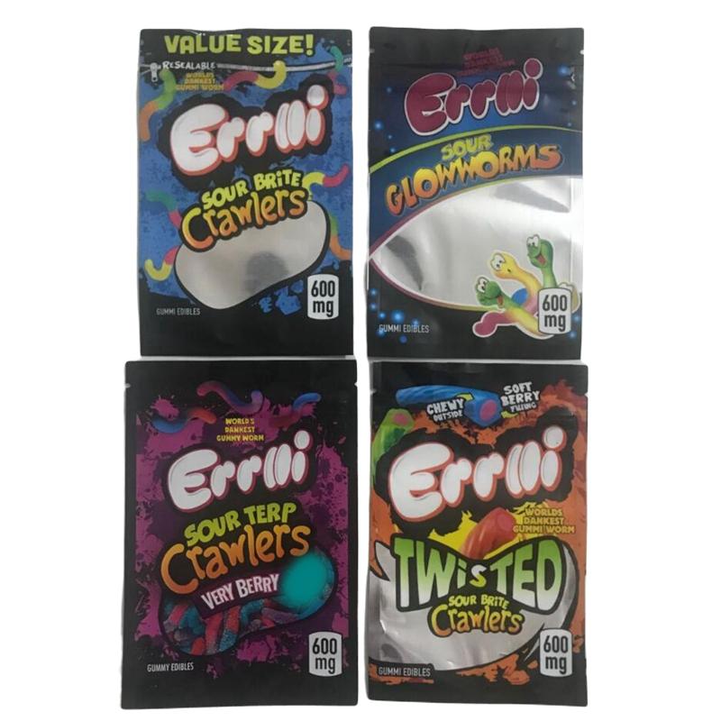 

packaging bags edibles Sour terp Crawlers mylar Bags 600mg Gummy Edible 3.5g resealable Smell proof bag 500mg shark hashtag honey plastic Zipper baggies