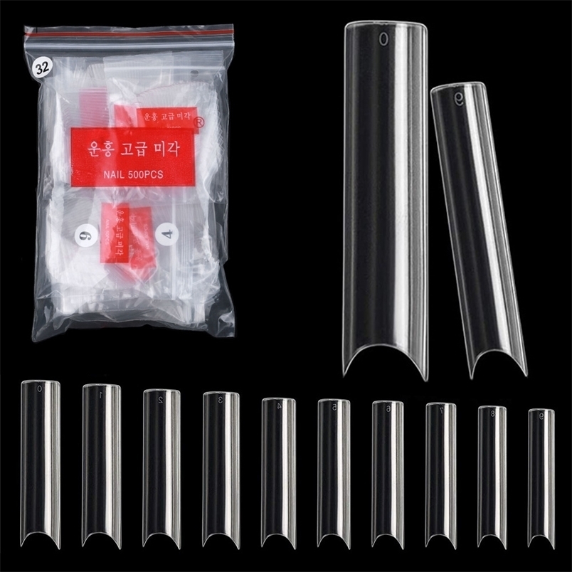 

False Nails 500pcs Long Fake Nail Tips XXL C Curve Clear 221110, Black