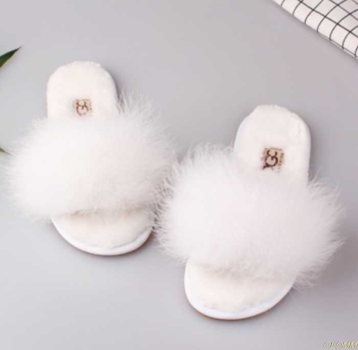 

Slippers Fur Furry Slide Sweet Feather Thick Bottom Beach Female Sandals Hair Flip Flops Women Home Slippers Indoor Soft T221110, Black