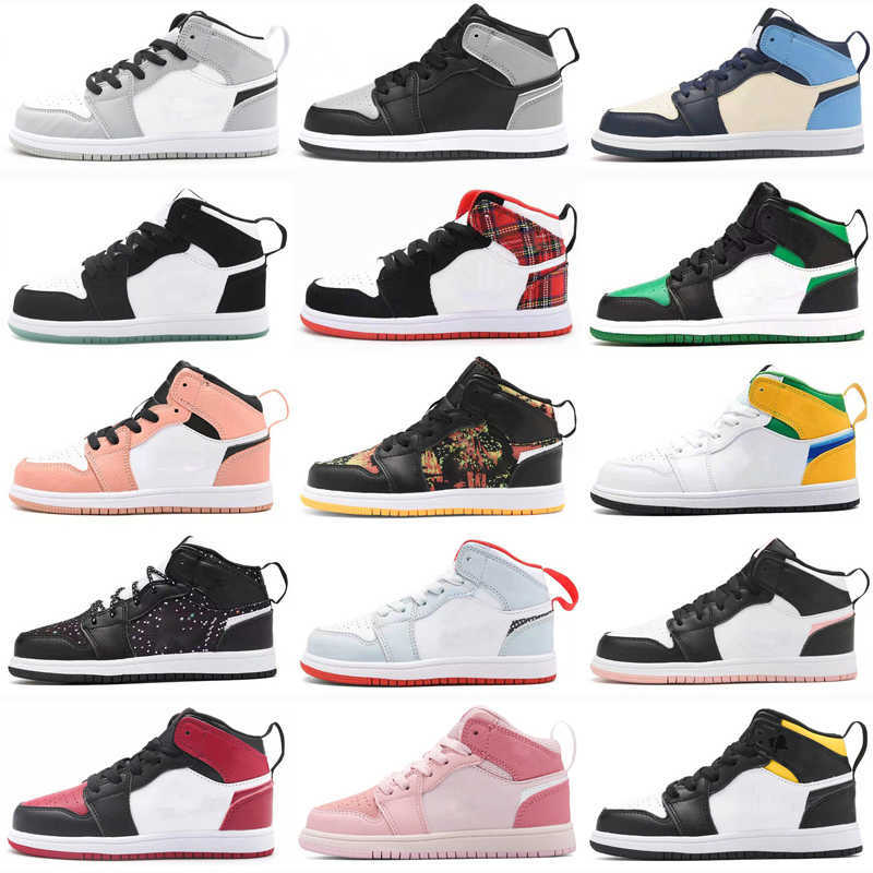 

Infant Jumpman 1 Kids Basketball Shoes Dark Mocha Trainers Volt Gold High Light Smoke Grey Candy Multicolor Small Big Boy Girl Toddlers, As picture 20