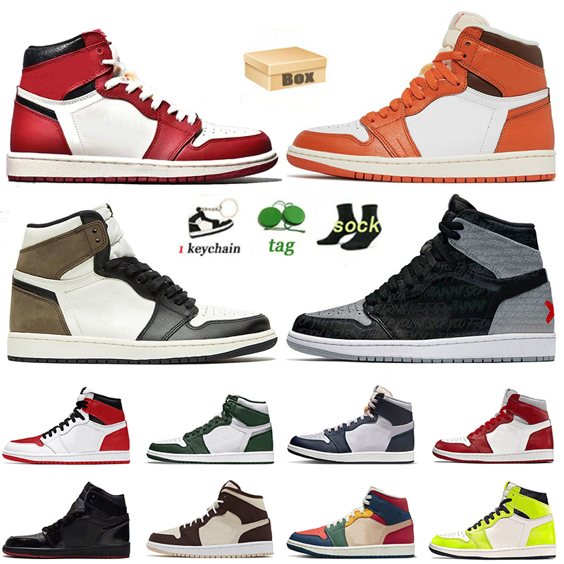 Jumpman Hommes Femmes J1S Basketball Chaussures 1 1S Baskets Taille 13 Classique Off Starfish Denim High OG Lost Found UNC Blanc Basalte Oatmeal
