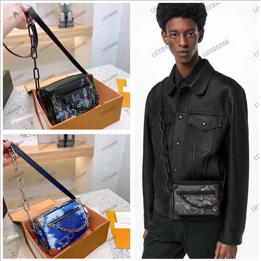 

Mini Soft Trunk Bag For Men Monograms Bandana Leather M20557 Crossbody Men's Designer Clutch Chain Box Luxurys Purse, 01