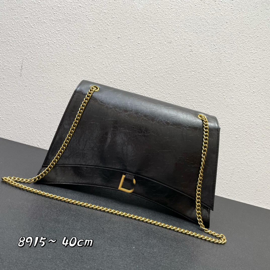 

7A Designer Luxury Bags Genuine Leather Hourglass Shape Metal Brand Pendant and Chain Handbag, 1 black