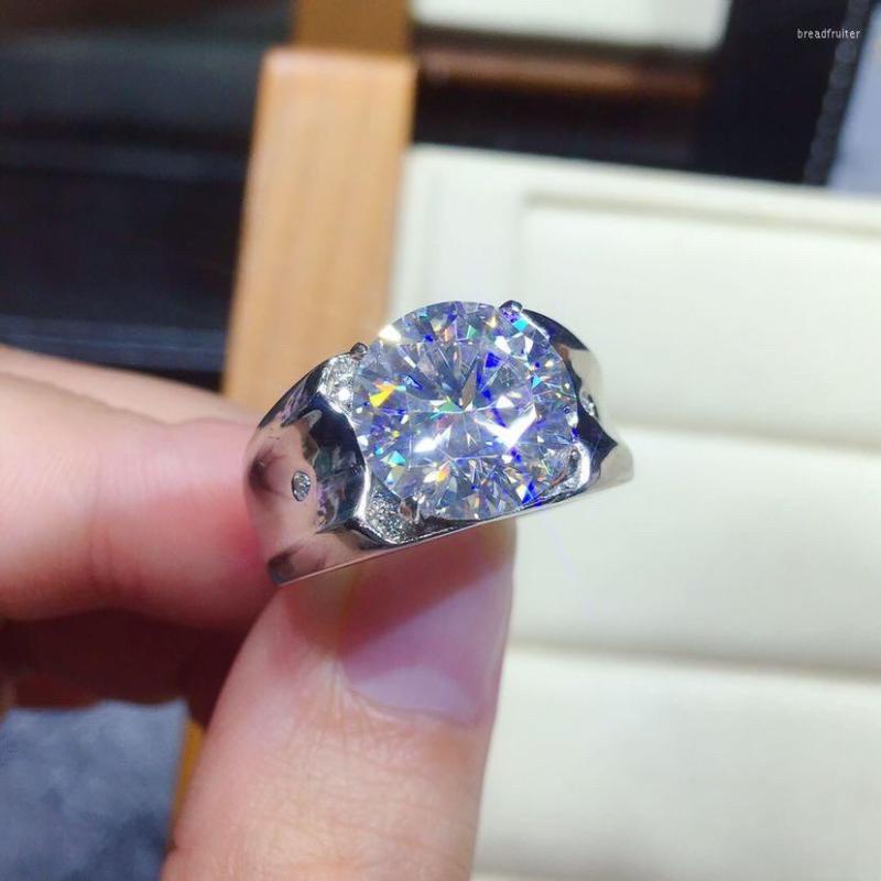 

Cluster Rings Handmade Male 5ct Lab Moissanite Ring 925 Sterling Silver Promise Engagement Wedding Band For Men Party Jewelry