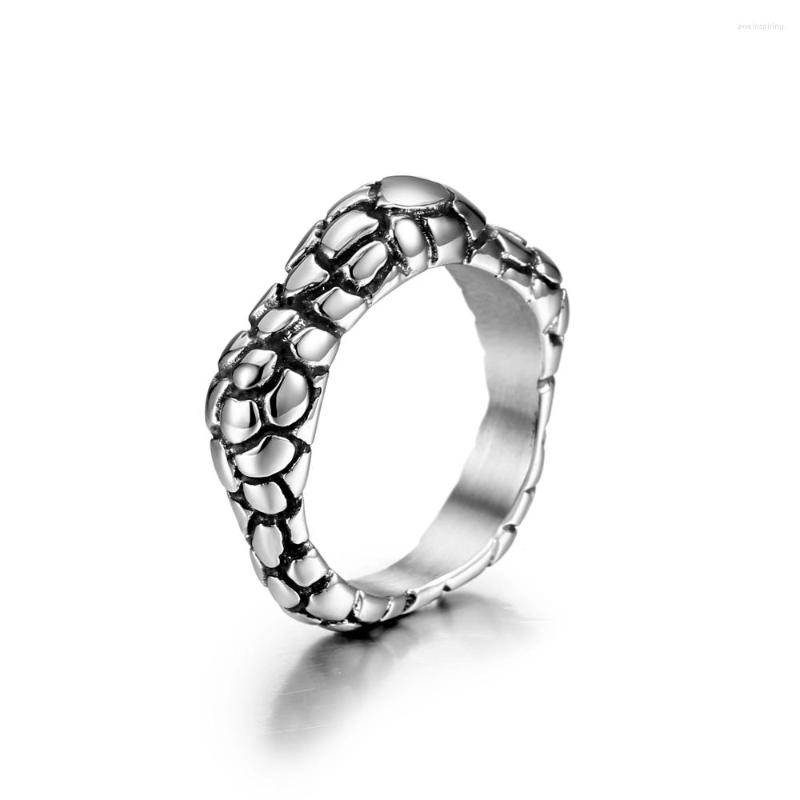 

Wedding Rings Fashion Stainless Steel Animal Crocodile Skin Ring Couples Men And Women Trendy Simple Punk Jewelry Gift S0516
