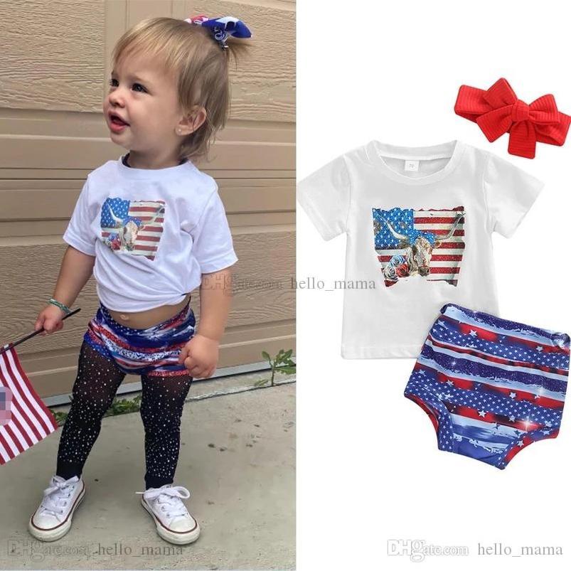 

Clothing Sets Suits Baby Clothes Kids Dress Toddler Summer Flag Girls Independence Day Short Sleeve T-Shirt Shorts E16249, C1
