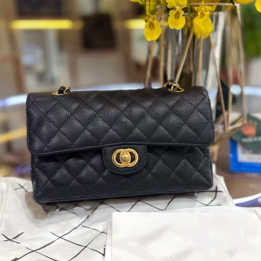 

Designer Leather Bags Handbag Caviar Double Flip Quality Fashion Ladies Crossbody Chain Shoulder Bag 2022, #21-silver logo