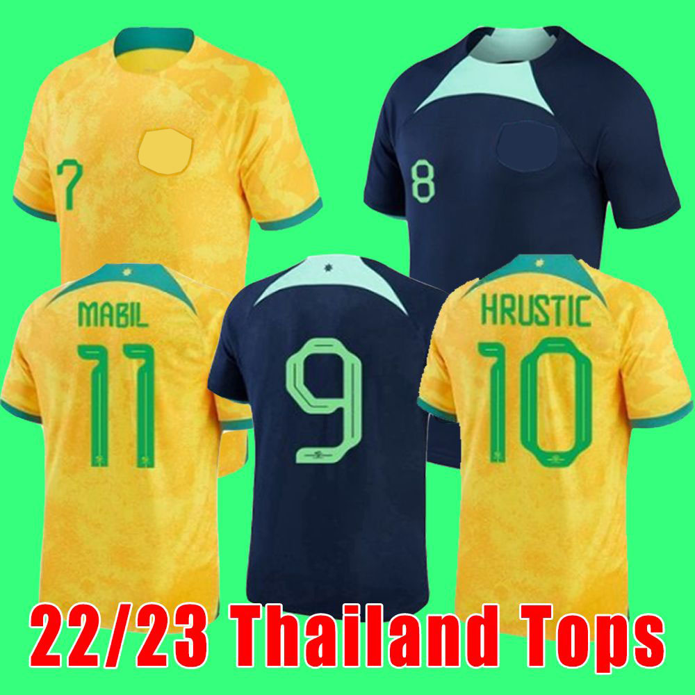 

2022 Soccer Jerseys Tops Australia World Cup LECKIE MACLAREN HRUSTIC MABIL MOOY Fans 2022 2023 national team 22 23 home away football shirt, 22 home patch