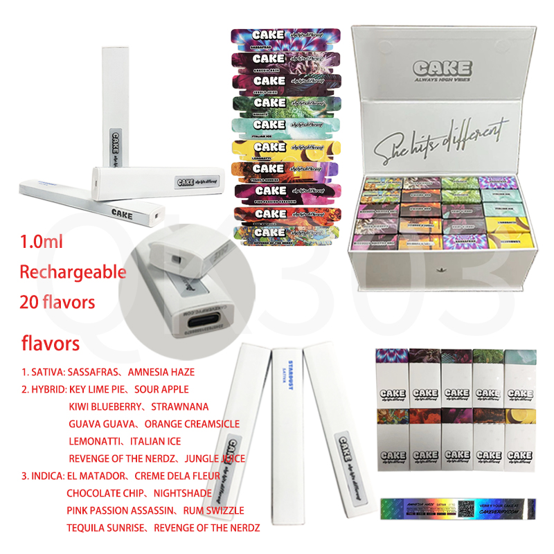 

Cake Rechargeable Disposable E Cigarettes Vape Pens Starter Kits Vapes Bar Cartridges 1ml Empty Pods 350mAh Battery