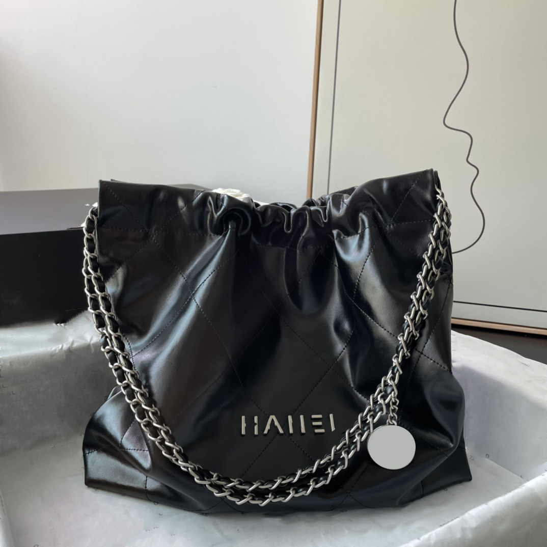 

22A Womens Classic Quilted 22 Shopping Bags Calfskin Genuine Leather Gold/Silver Metal Matelasse Chain Shoulder Large Capacity Designer Handbags 35X37CM 39X42CM, Box