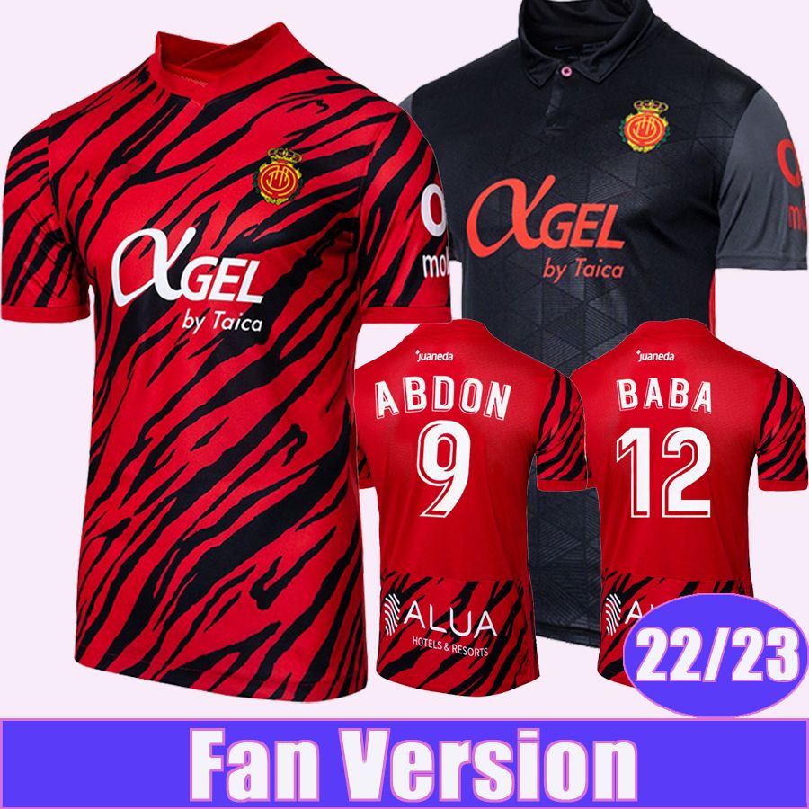 

22 23 RCD Mallorca Mens Soccer Jerseys SANCHEZ ABDON A. RAILLO VALJENT MURIQI BABA GRENIER Home Away Football Shirt, Qm11097 22 23 home l. lig. patch