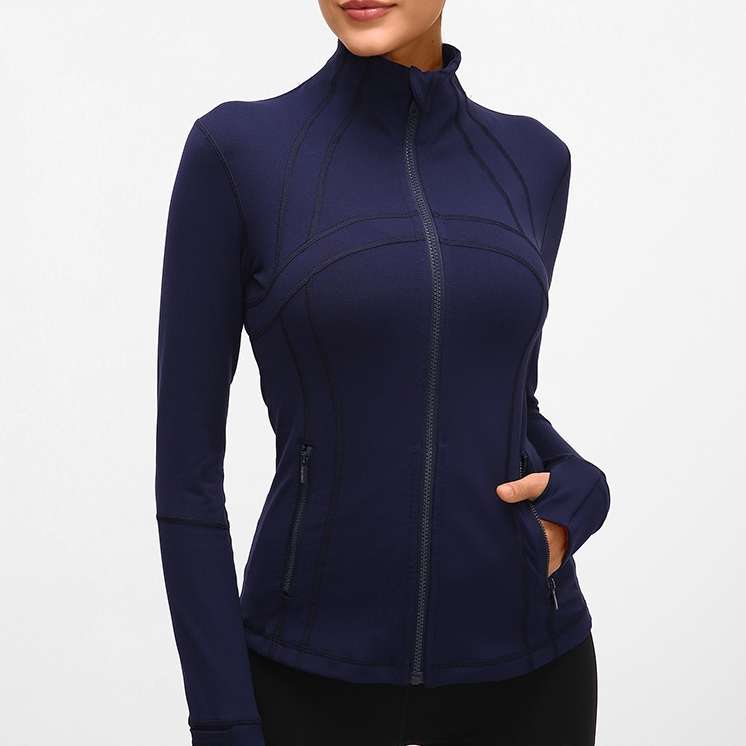 

lulu yoga wear female zipper running sports jacket fitness yoga tops long sleeve, Black