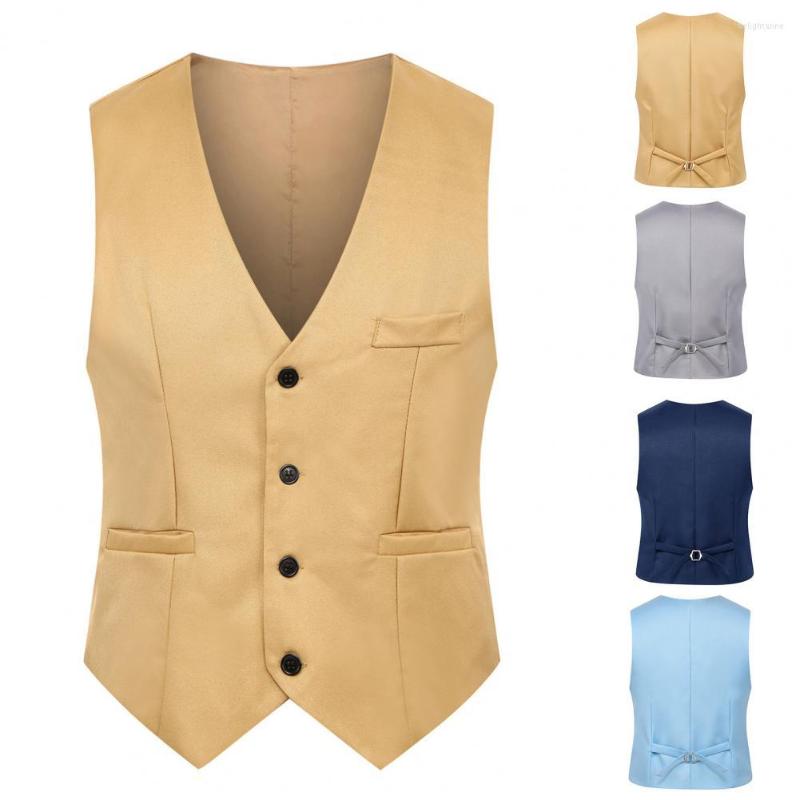 

Men's Vests Fashionable Men Suit Pure Color Buttons Anti-wrinkle Smooth, Sky blue