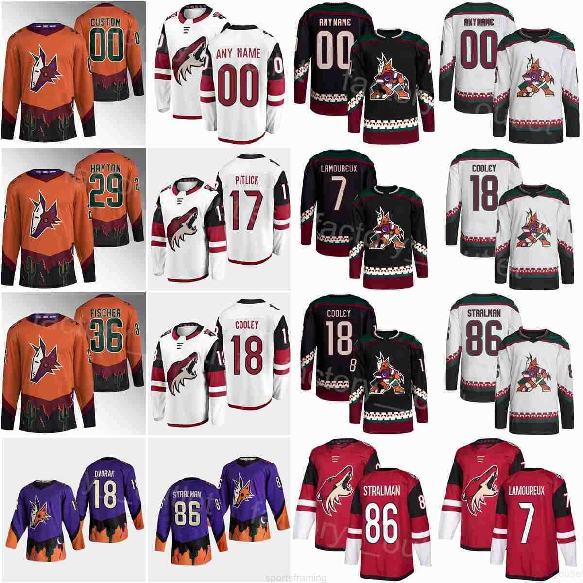 

Arizona Hockey Coyotes 16 Andrew Ladd Jersey Reverse Retro 70 Karel Vejmelka 17 Alex Galchenyuk 18 Logan Cooley 7 Maveric Lamoureux 29, Black