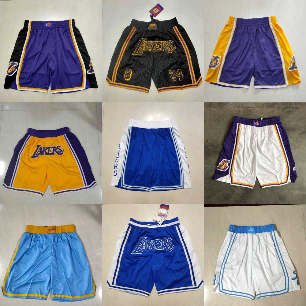 

Los Angeles''Lakers''men Throwback Basketball Shorts pocket purple yellow, Color
